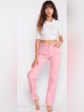 Rare vintage 90s Wrangler ballet Pink Boot-Cut Jeans Barbiecore bubblegum pin